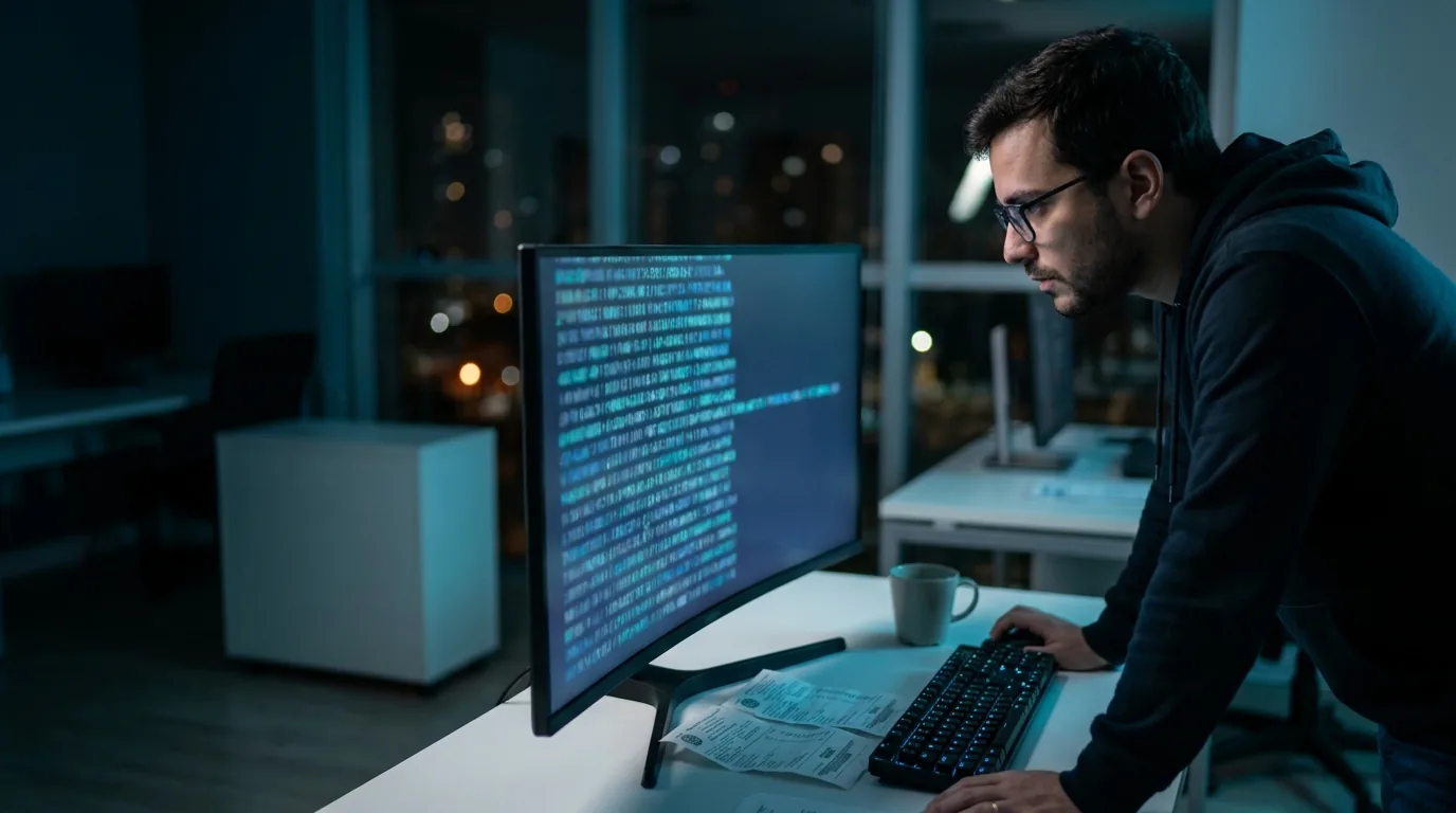 Desenvolvedor analisando a chave de acesso de uma NF-e na tela do computador